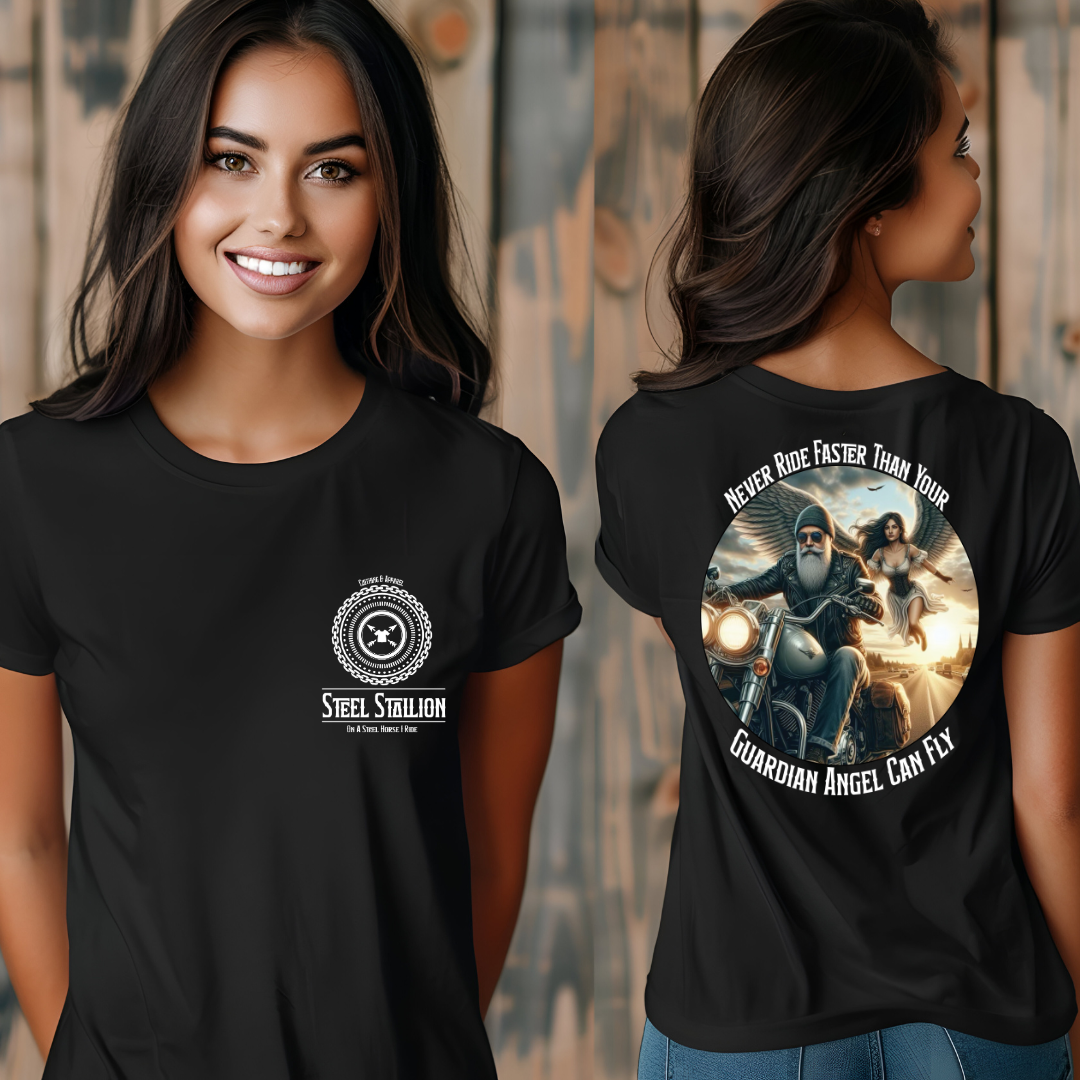 Never Ride Faster Than Your Guardian Angel Can Fly - Unisex T-Shirt